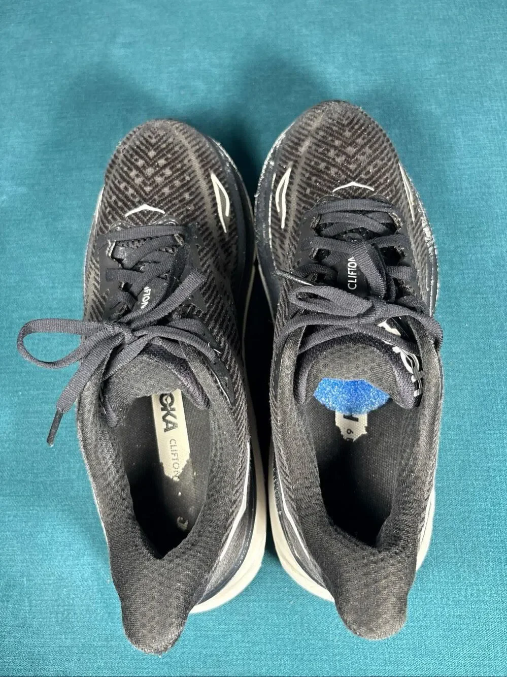 Hoka Clifton 9 Mens 8.5 D Black White Cushioned Running Shoes 1127895 BWHT